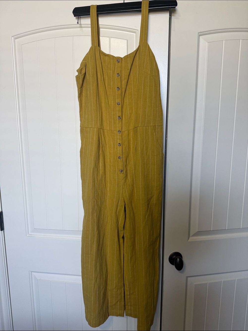 ROOLEE Mustard Yellow Pinstripe Jumpsuit
